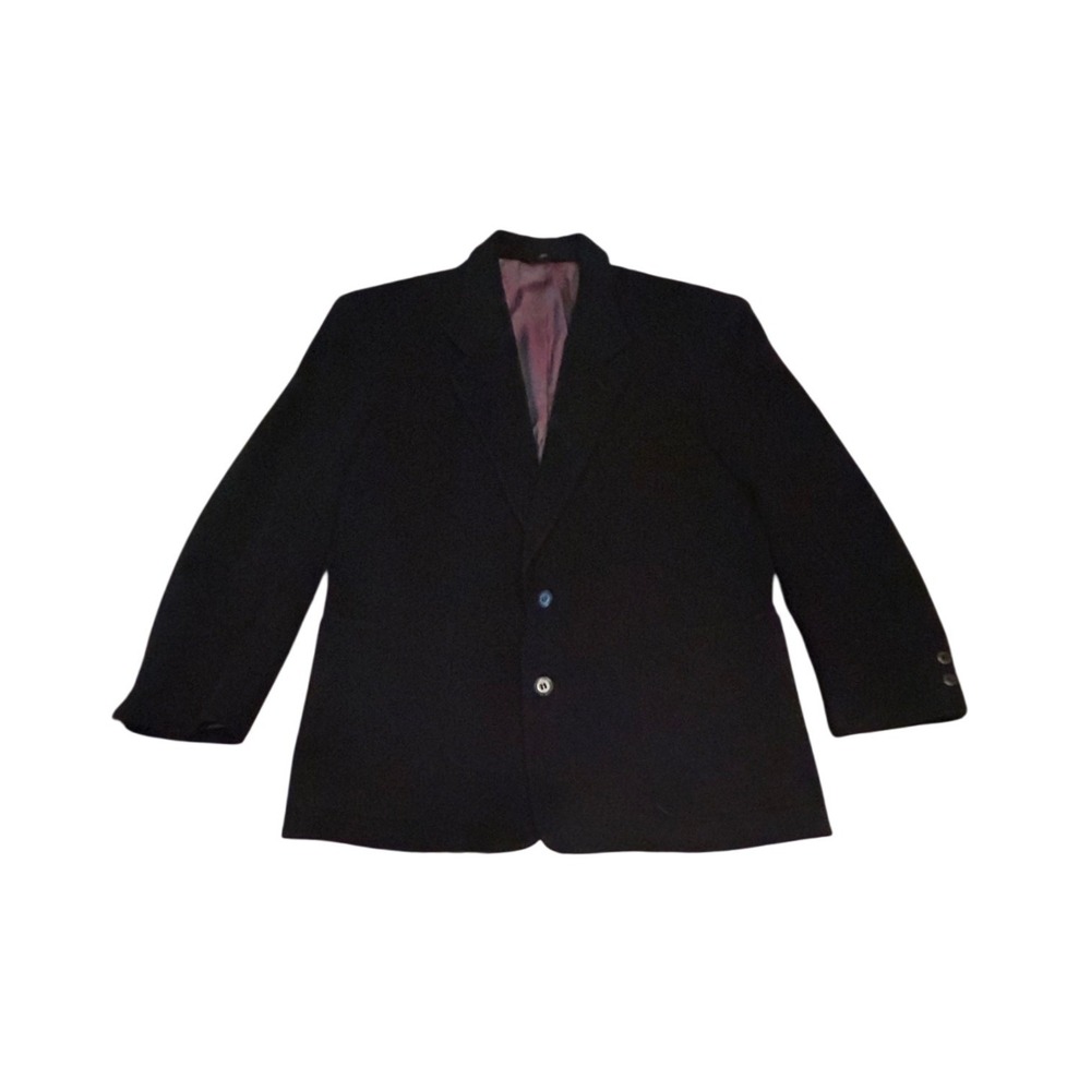 Macys Black Wool Cashmere Blazer Sport Coat Alfani Dark Academia Quiet Luxury 38